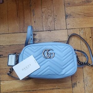 Gucci Sky Blue Chevron Crossbody Bag
